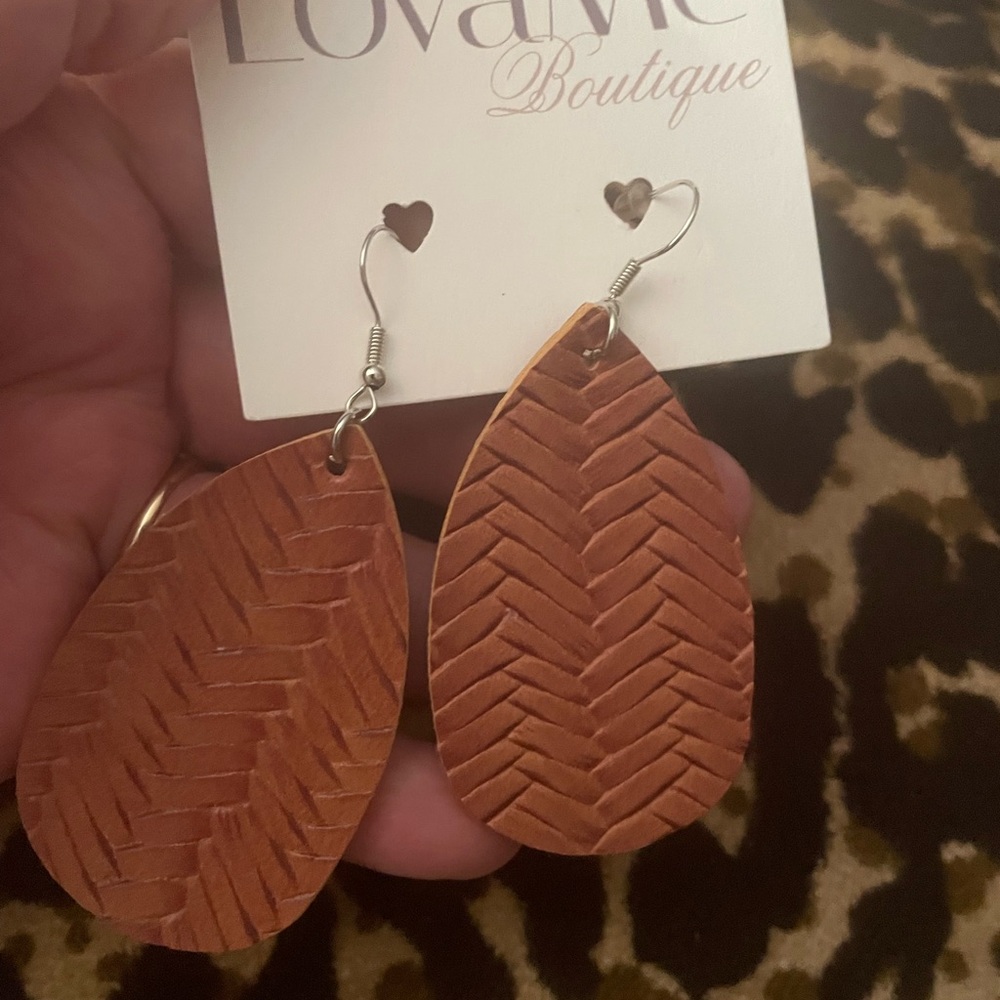 New Boutique 9 Brown Statement Earrings with Chevron Design